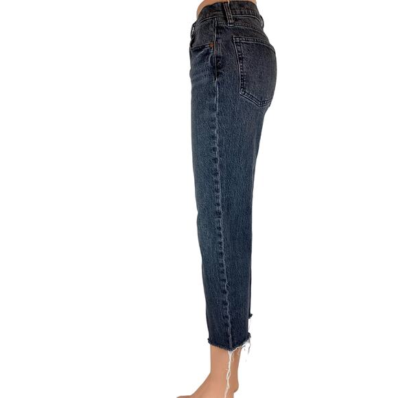 Gap Cheeky Straight Leg High Rise Gray Acid Wash Raw Hem Denim Jean Pants 26 2P - Picture 3 of 9